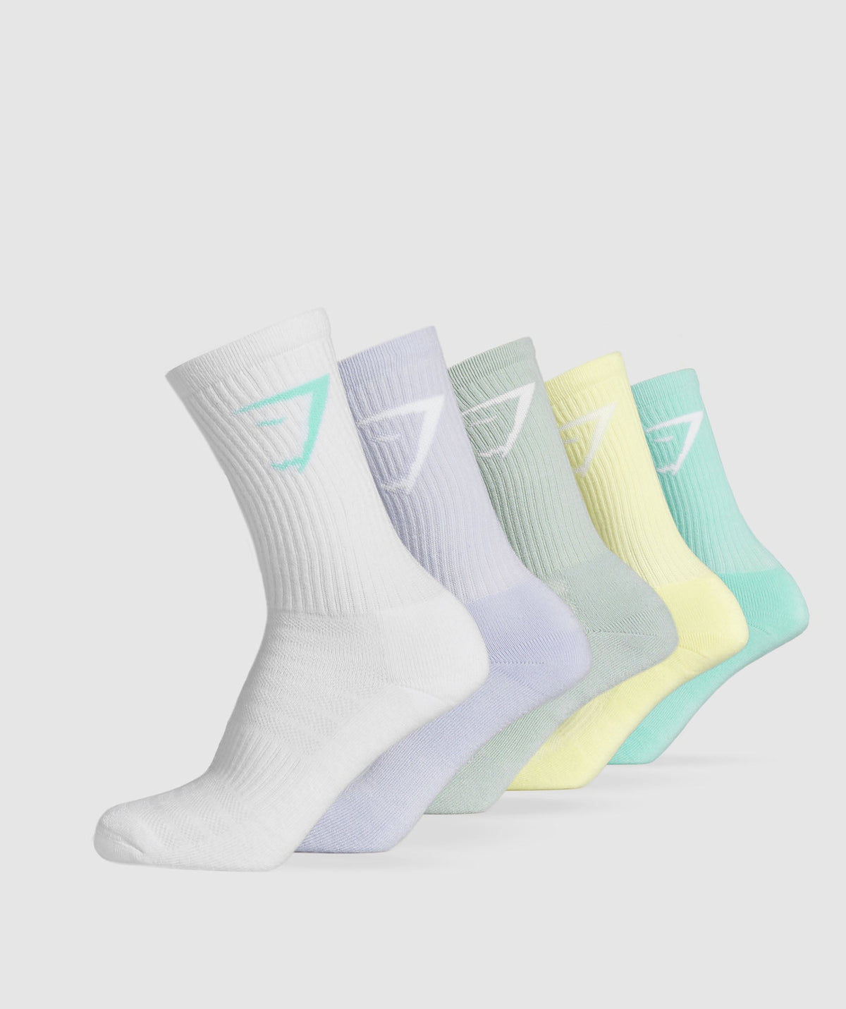 Crew Socks 5pk Pop Turquoise/Fresh Lilac/Morning Blue/Refresh Yellow/White