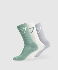 Crew Socks 3pk Celeste Blue/Metal Purple/Soft White