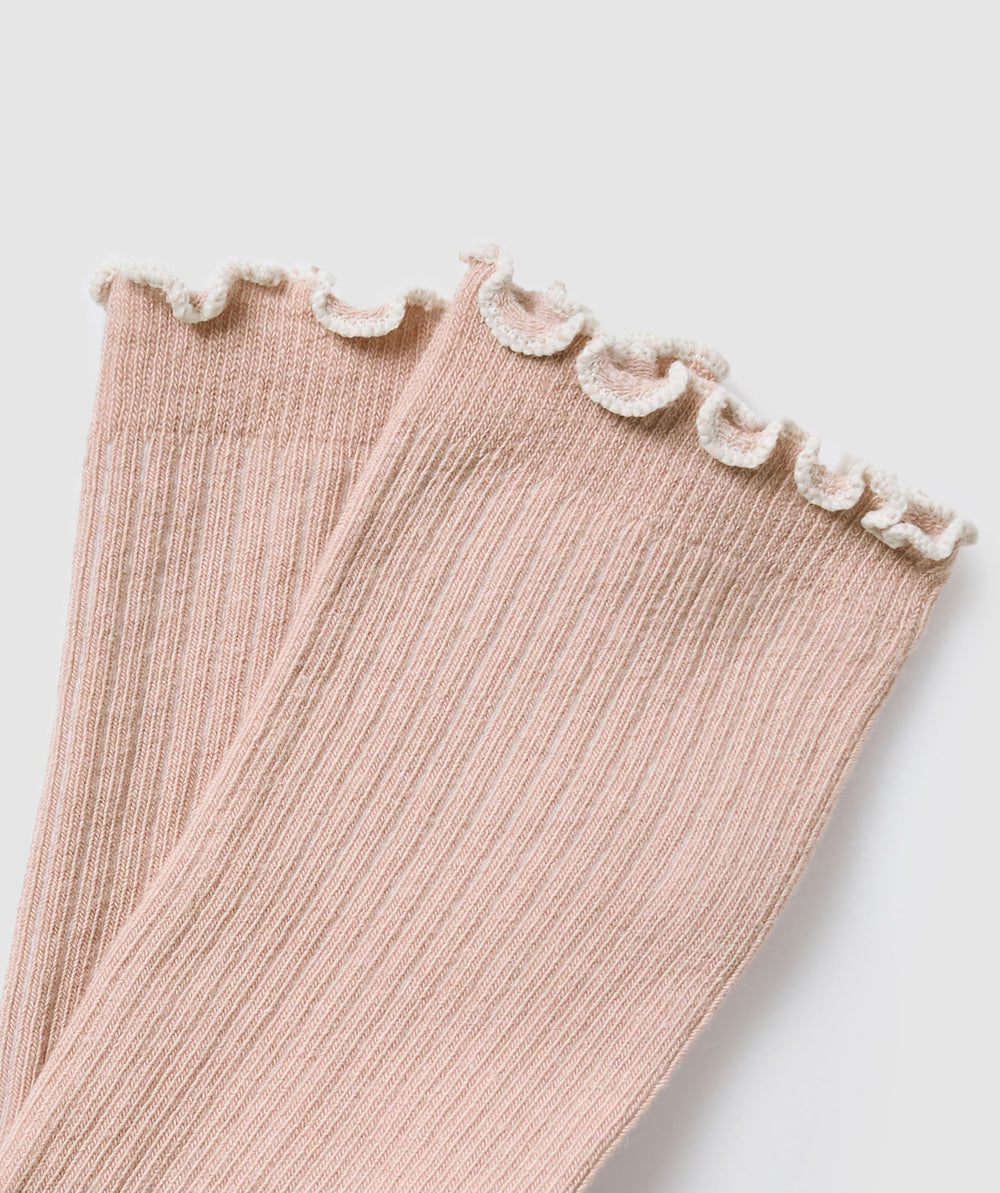 Frill Crew Single Sock Rest Pink/Oat White