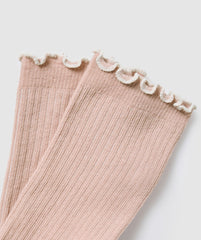 Frill Crew Single Sock Rest Pink/Oat White