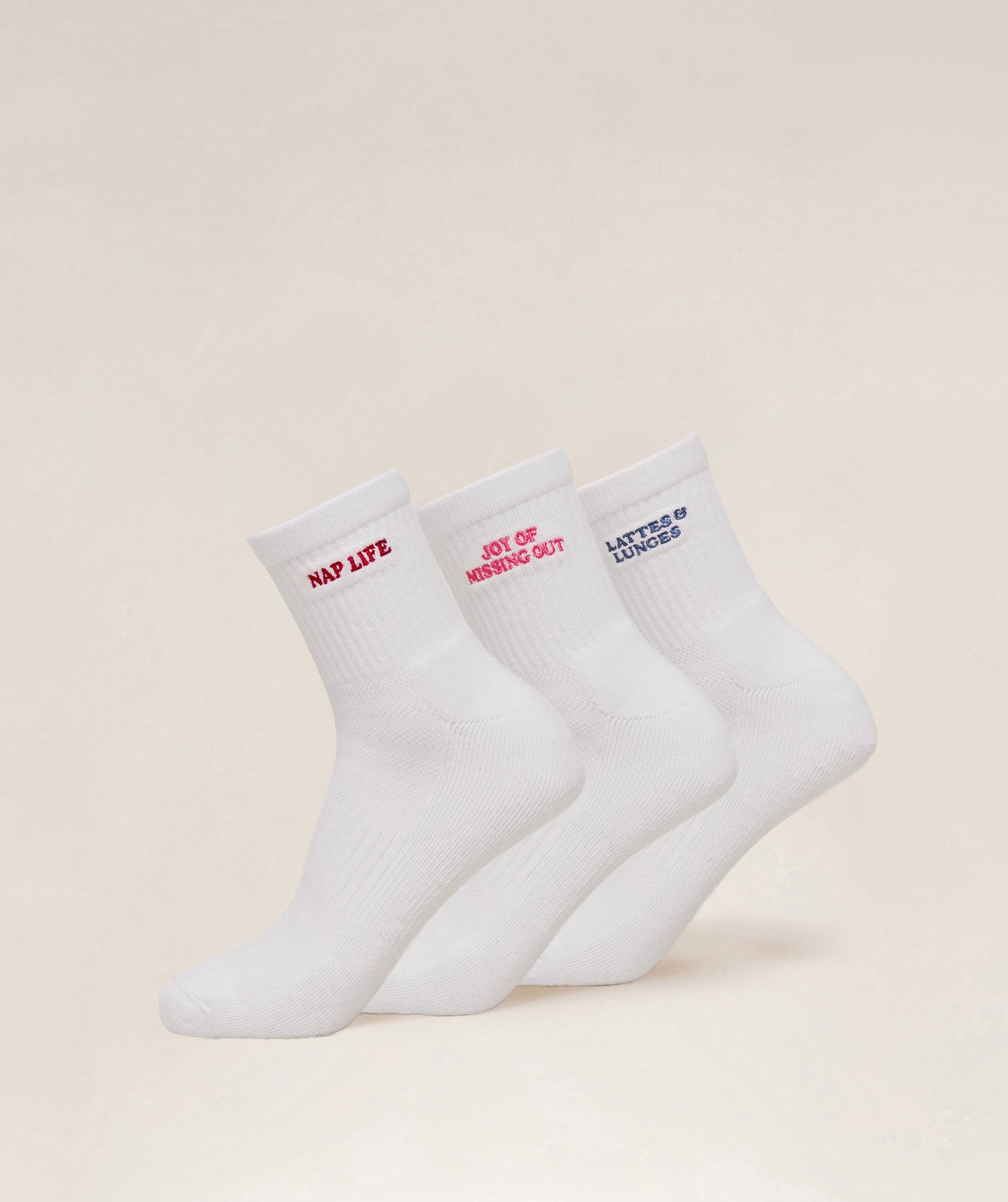 Lattes and Lunges Multi Graphic Midi 3pk White