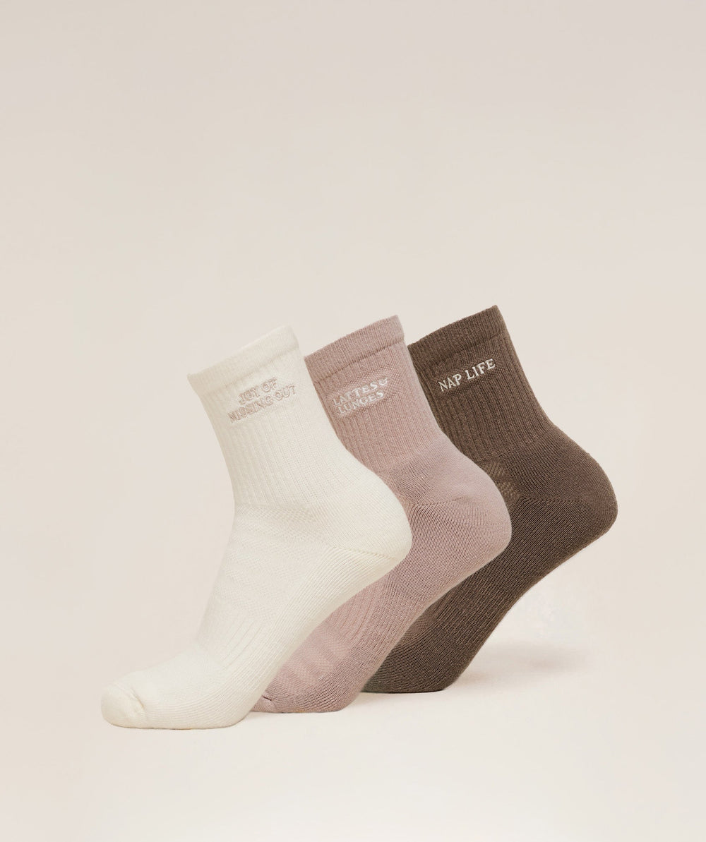 Lattes and Lunges Multi Graphic Midi 3pk Soft White/Muted Pink/Soft Brown