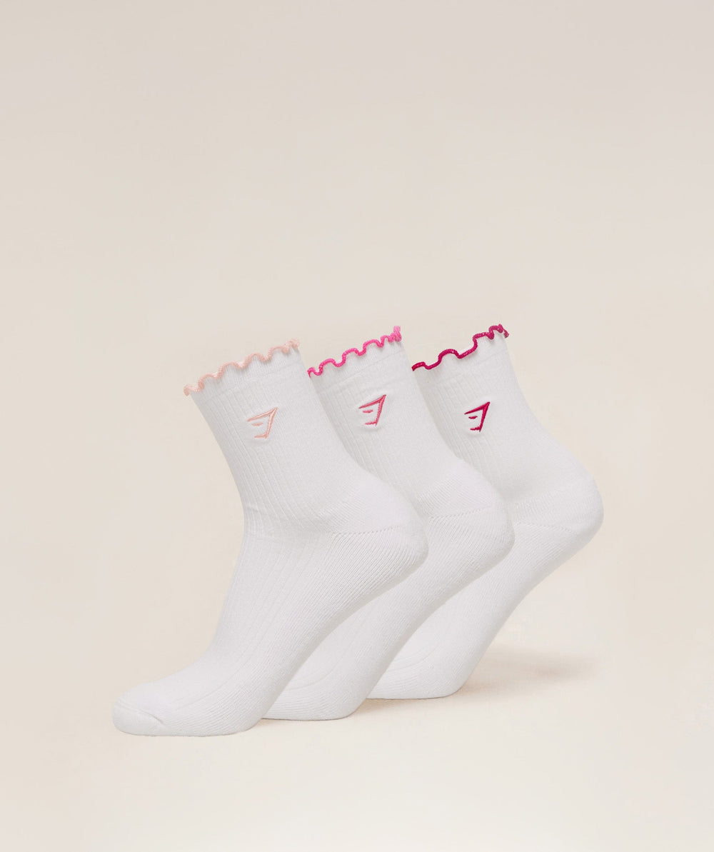 Midi Frill Socks 3pk Cloud Pink/Energy Pink/Build Pink