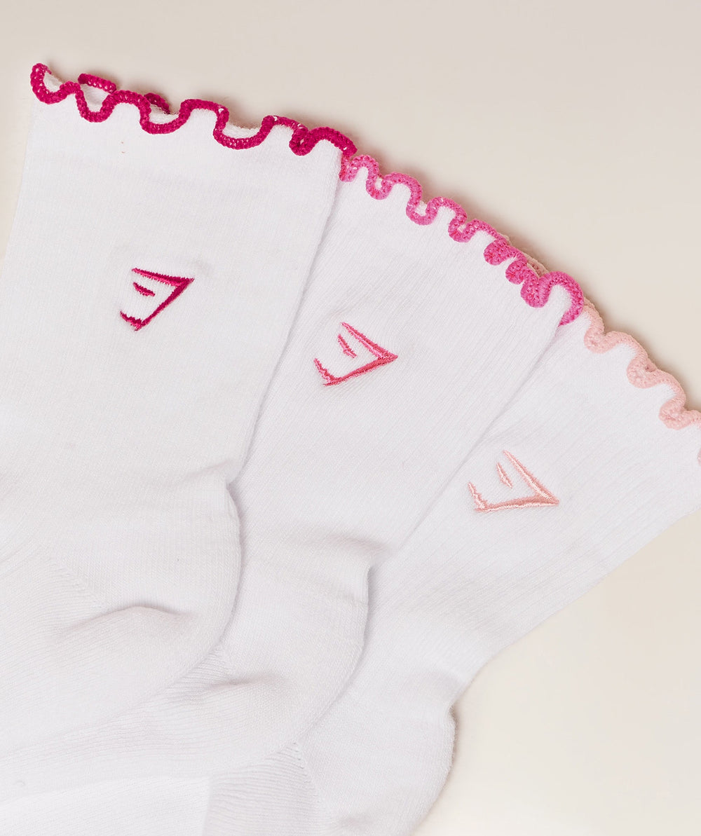 Midi Frill Socks 3pk Cloud Pink/Energy Pink/Build Pink