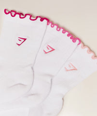 Midi Frill Socks 3pk Cloud Pink/Energy Pink/Build Pink