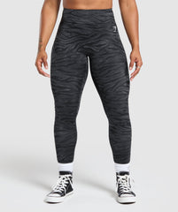 Power Leggings Asphalt Grey Print