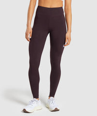 Block Cotton Leggings Plum Brown