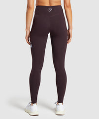 Block Cotton Leggings Plum Brown