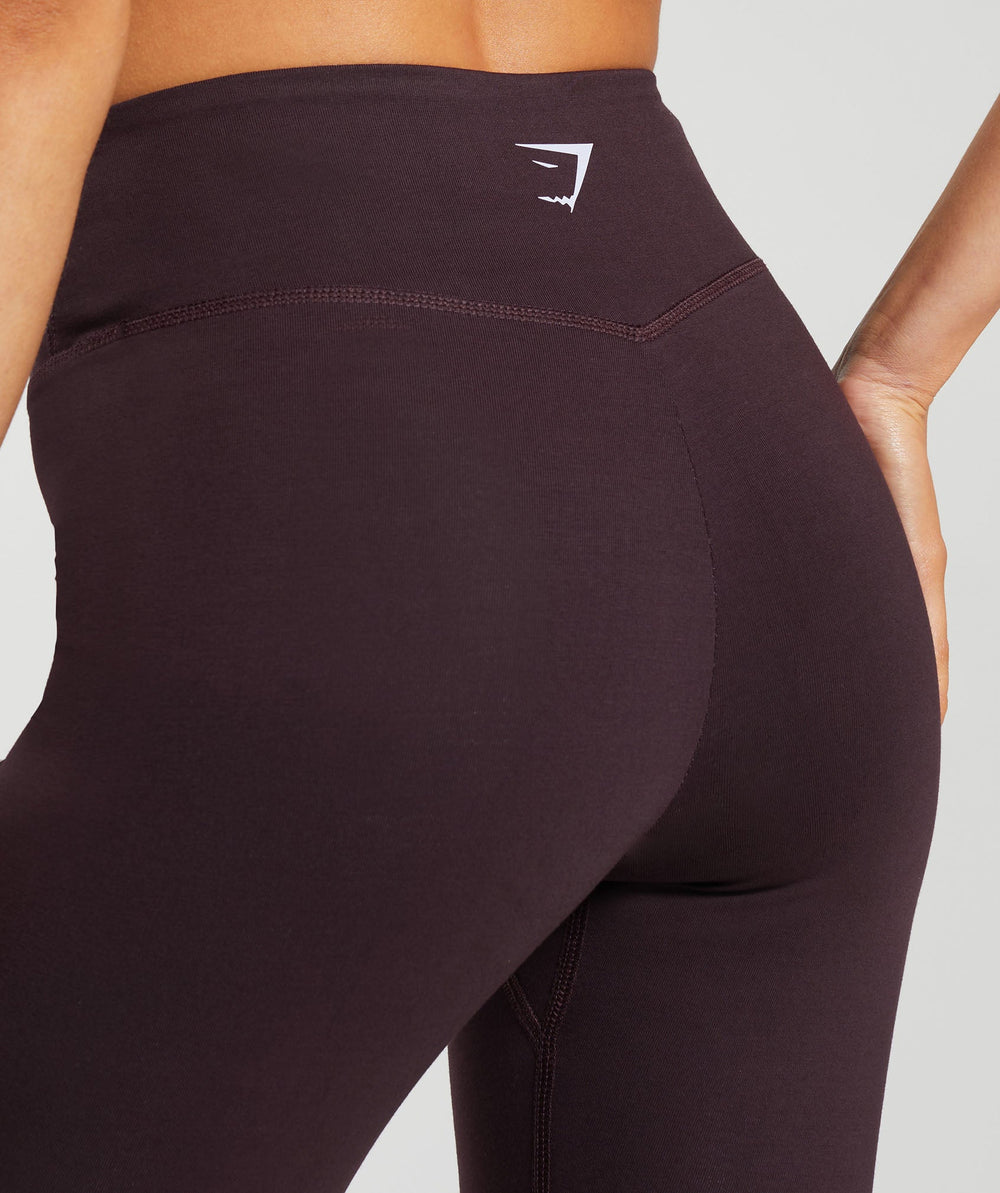 Block Cotton Leggings Plum Brown