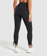 Ribbon Ankle Leggings Black