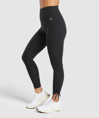 Ribbon Ankle Leggings Black