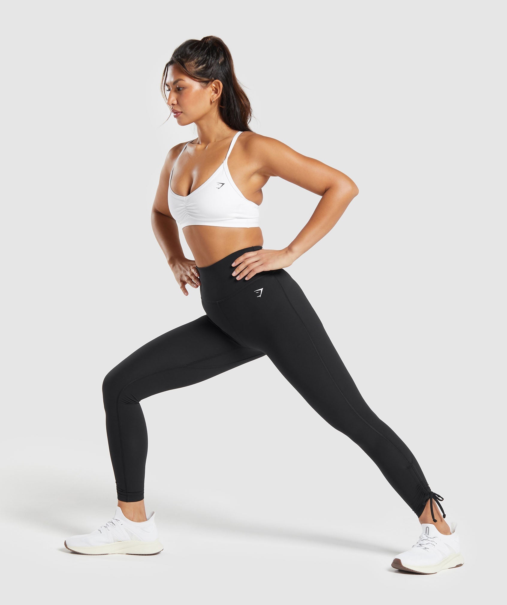 Ribbon Ankle Leggings Black
