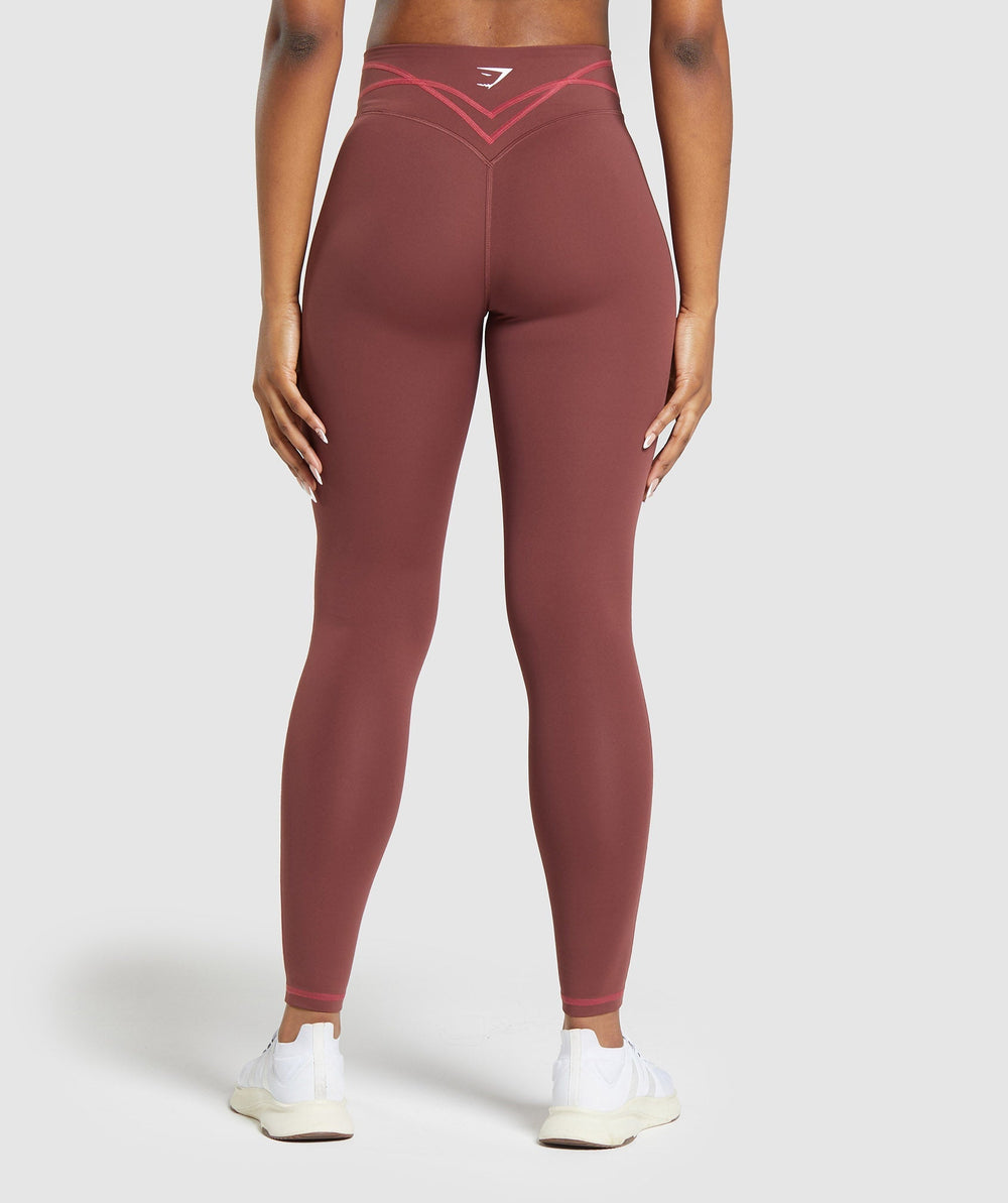 Stitch Feature Leggings Burgundy Brown