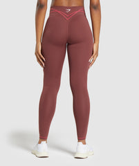 Stitch Feature Leggings Burgundy Brown