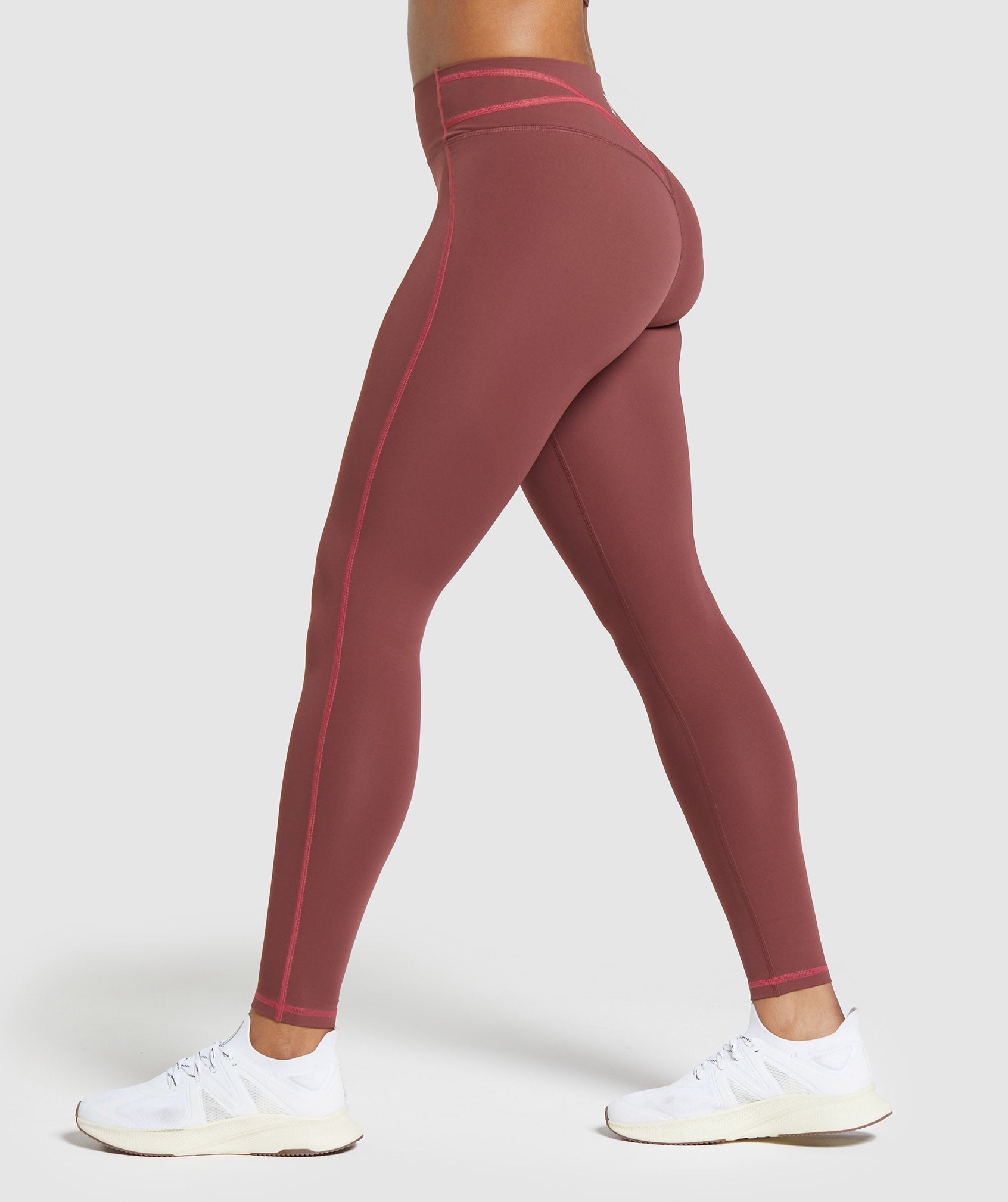 Stitch Feature Leggings Burgundy Brown