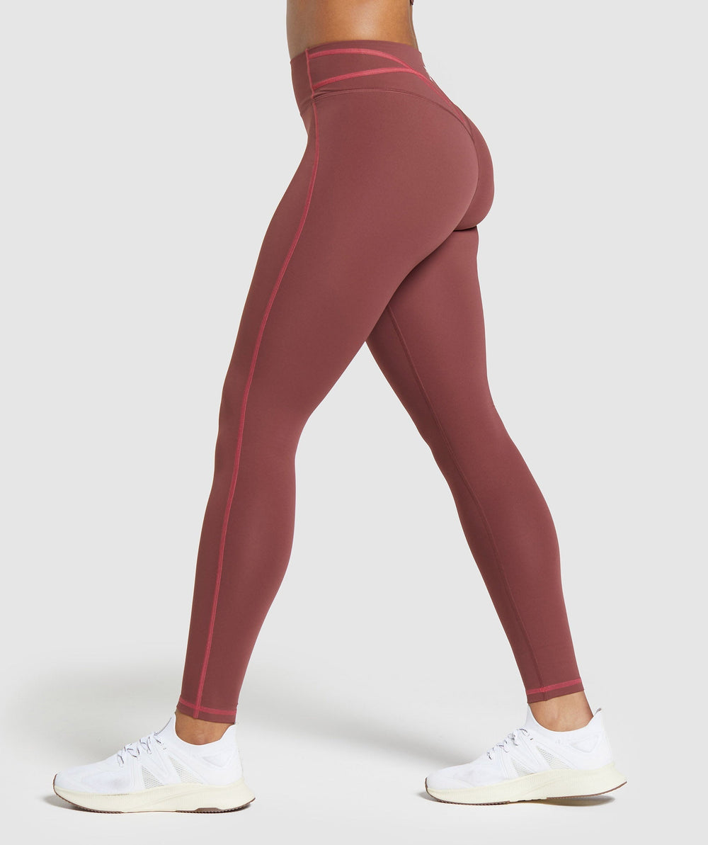 Stitch Feature Leggings Burgundy Brown