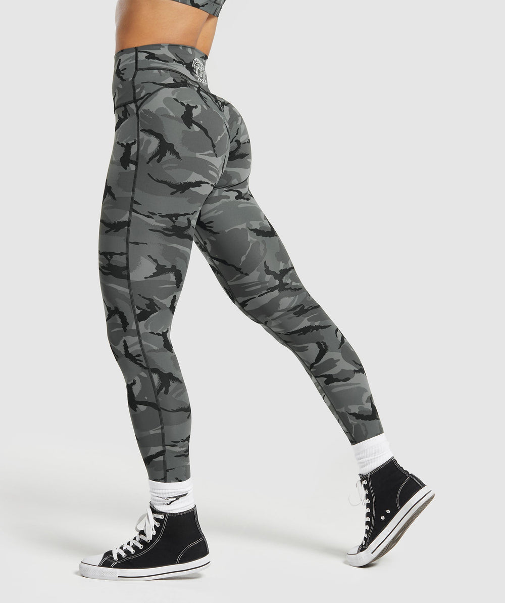 Legacy Printed Regular Leggings Pitch Grey