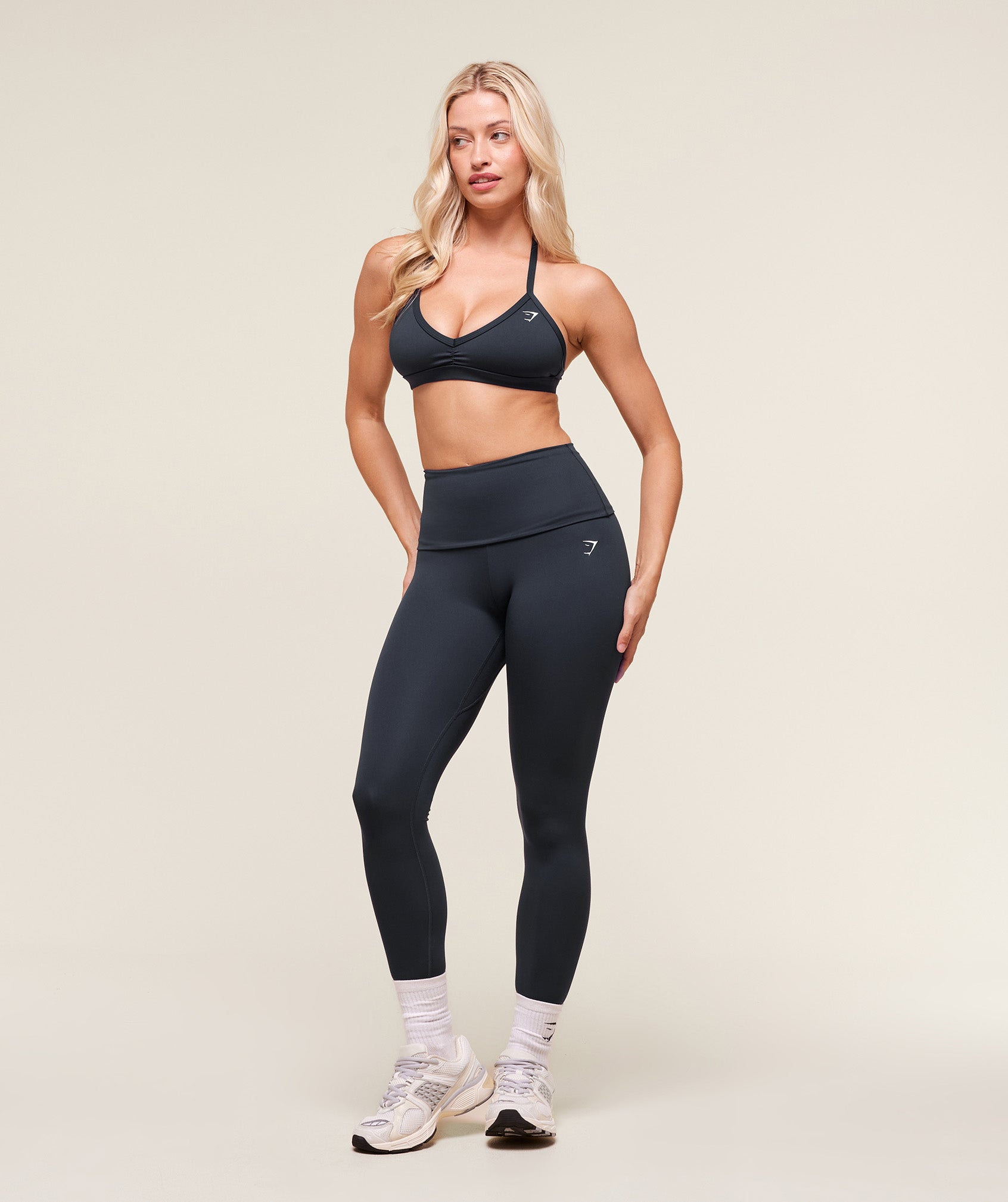 Training Foldover Leggings Heavy Blue