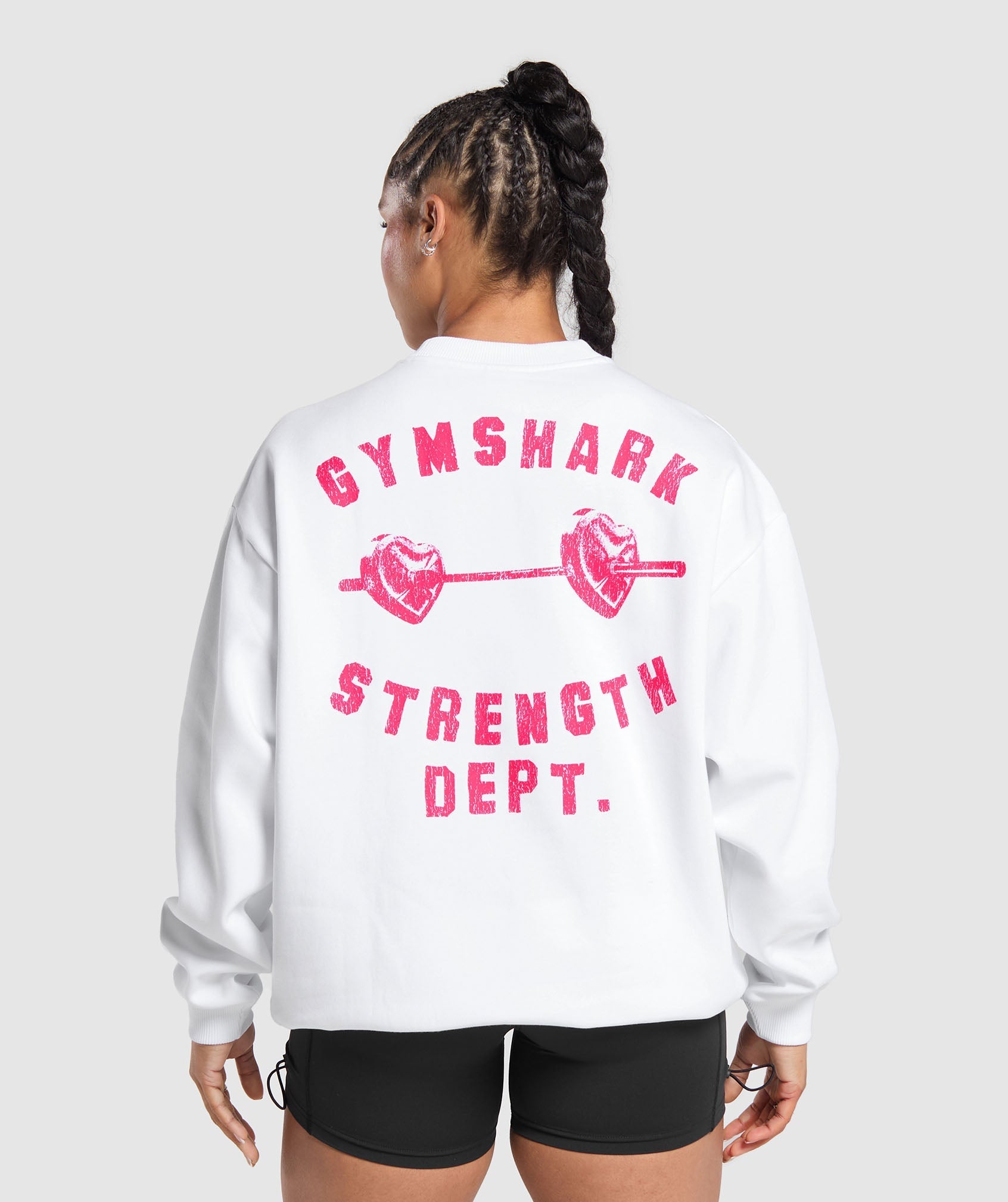 Barbell Hearts Oversized Sweatshirt White