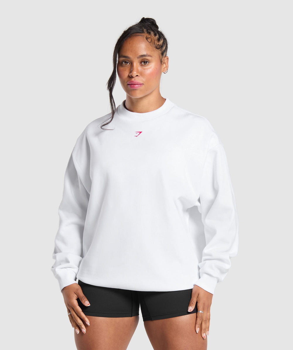 Barbell Hearts Oversized Sweatshirt White