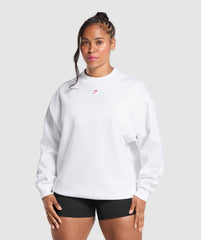 Barbell Hearts Oversized Sweatshirt White