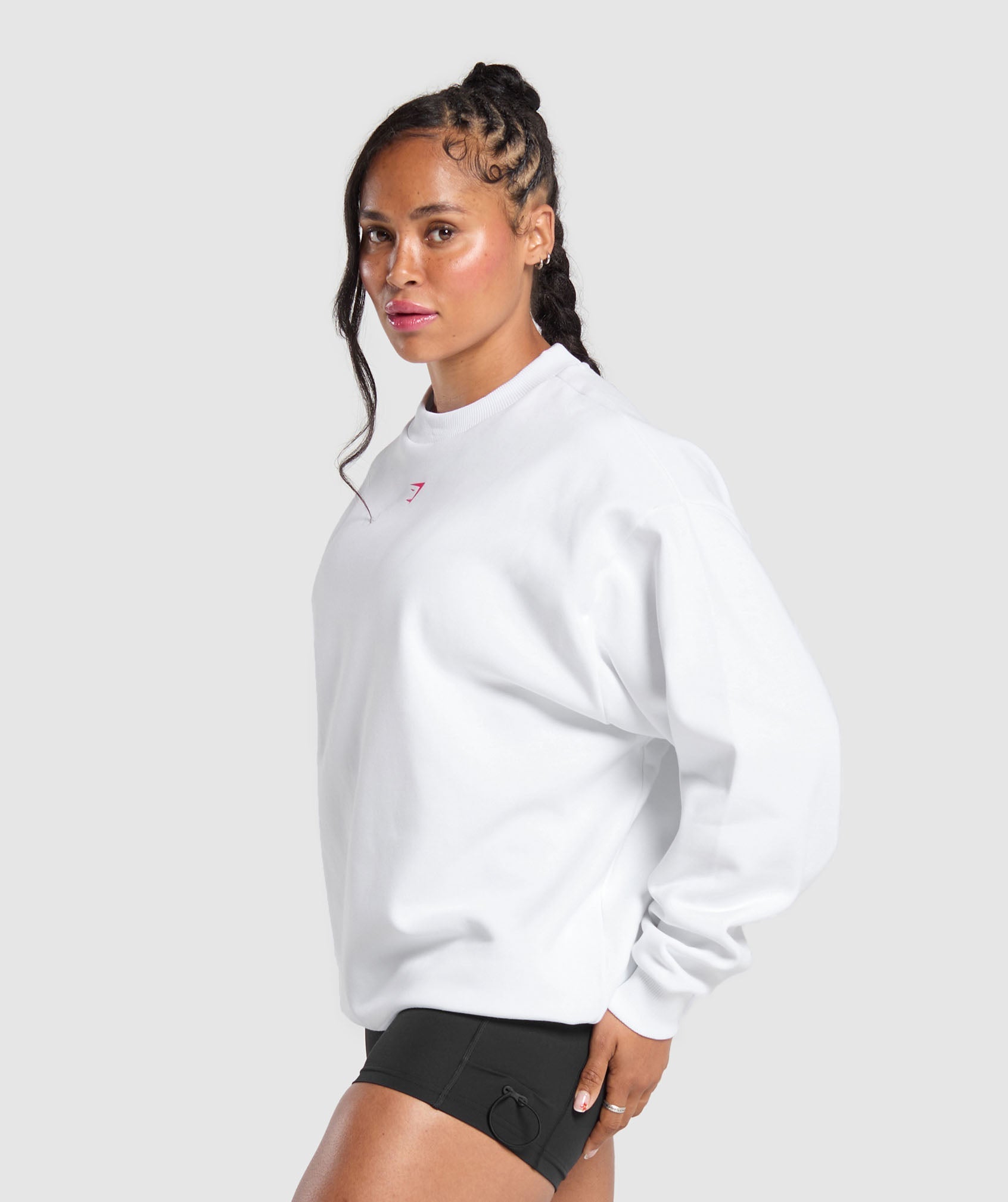 Barbell Hearts Oversized Sweatshirt White