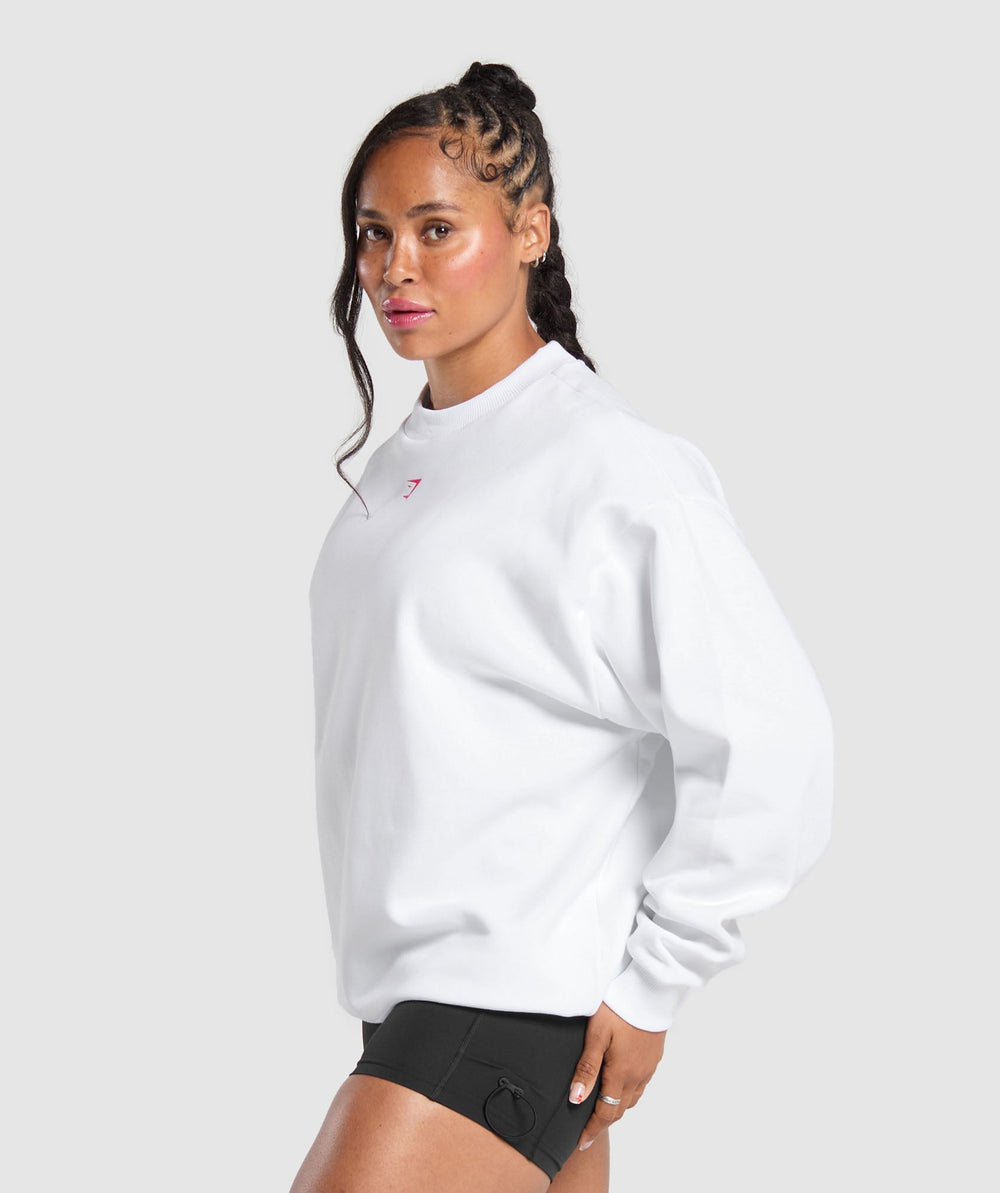 Barbell Hearts Oversized Sweatshirt White