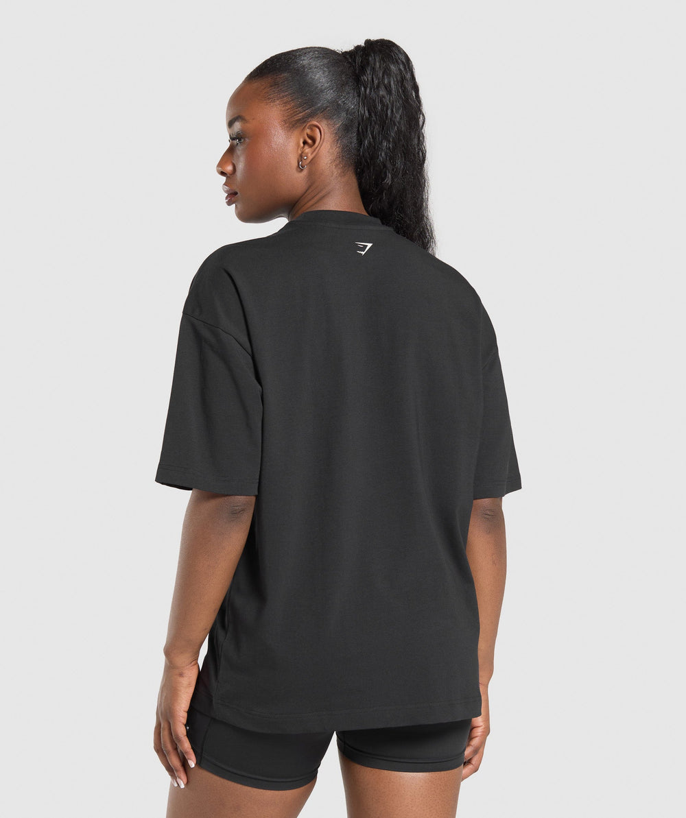 Lifting Girl Graphic Oversized Tee Black