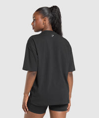 Lifting Girl Graphic Oversized Tee Black