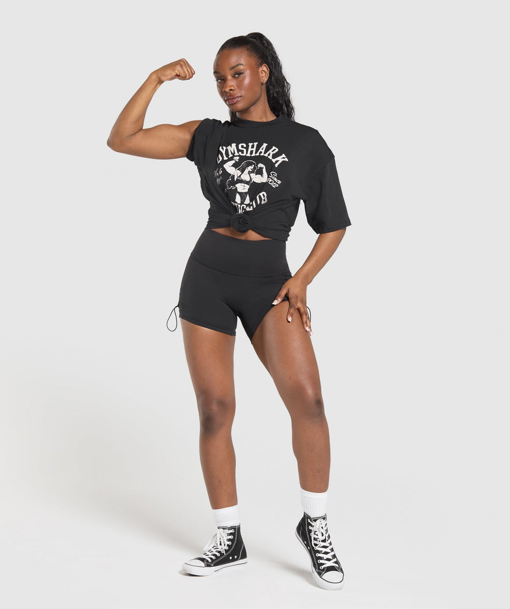 Lifting Girl Graphic Oversized Tee Black