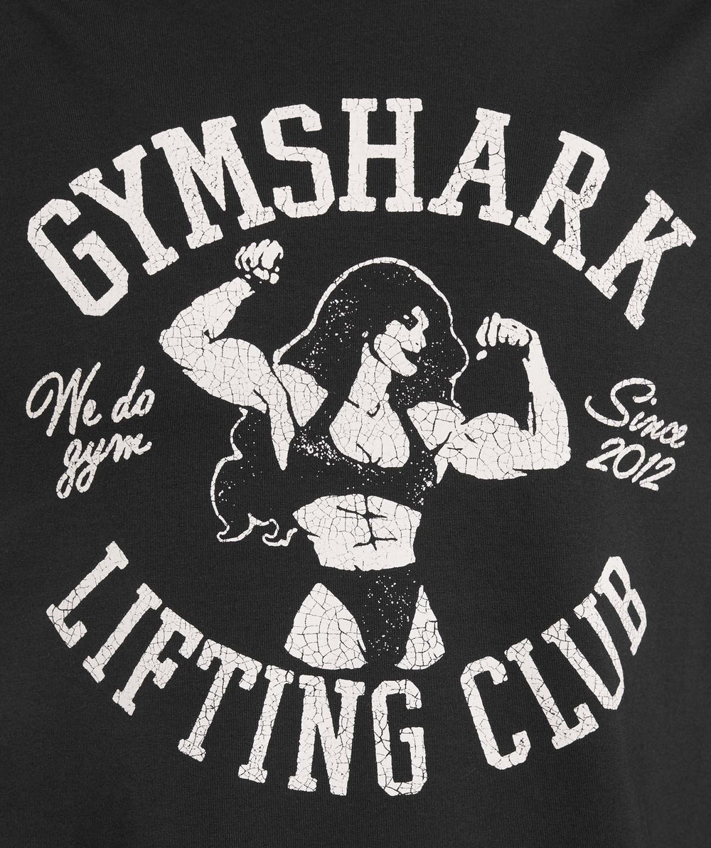 Lifting Girl Graphic Oversized Tee Black