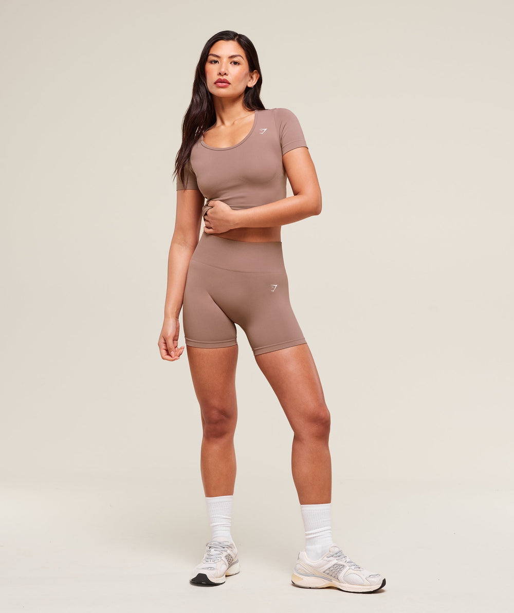 Everyday Seamless Tight Fit Crew Neck Tee Chestnut Pink