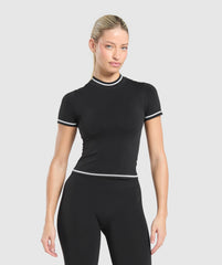 Contrast Seamless Midi Tee Black