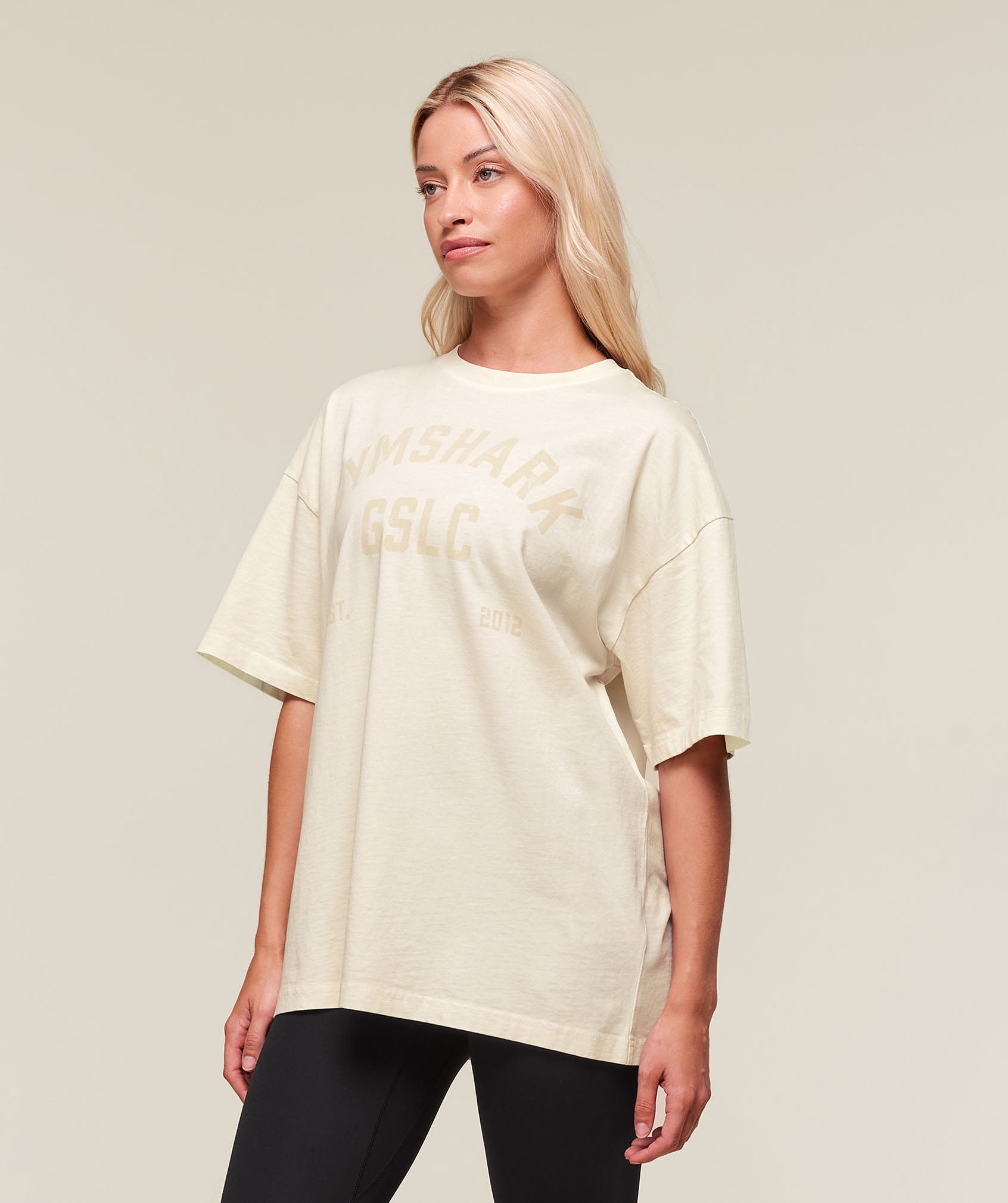 66 Washed Graphic Oversized T-Shirt Oat White