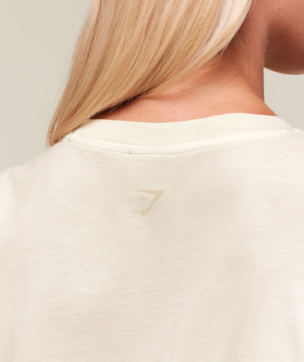 66 Washed Graphic Oversized T-Shirt Oat White