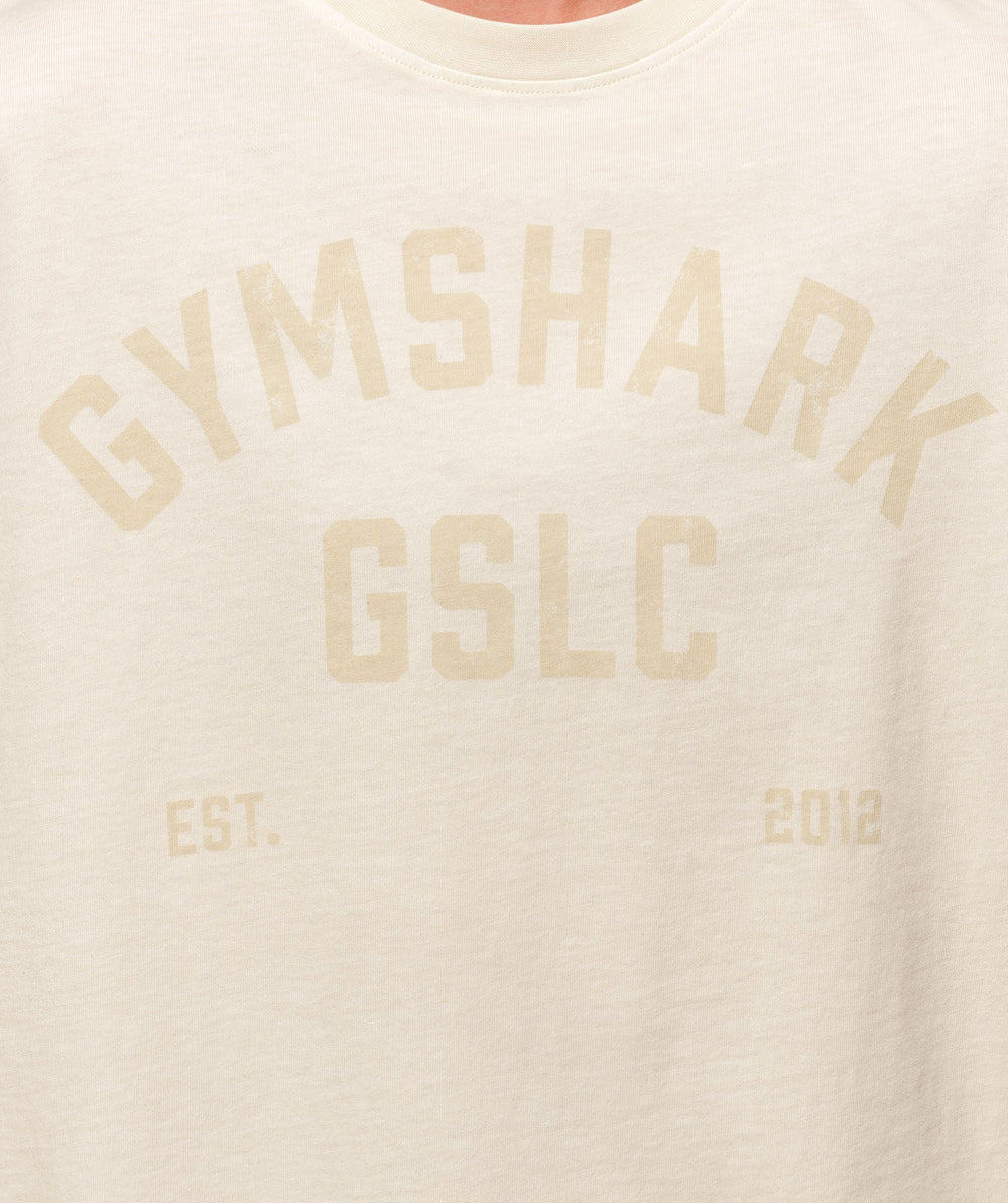 66 Washed Graphic Oversized T-Shirt Oat White