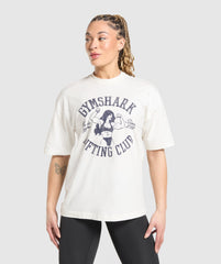 Lifting Girl Graphic Oversized Tee Soft White