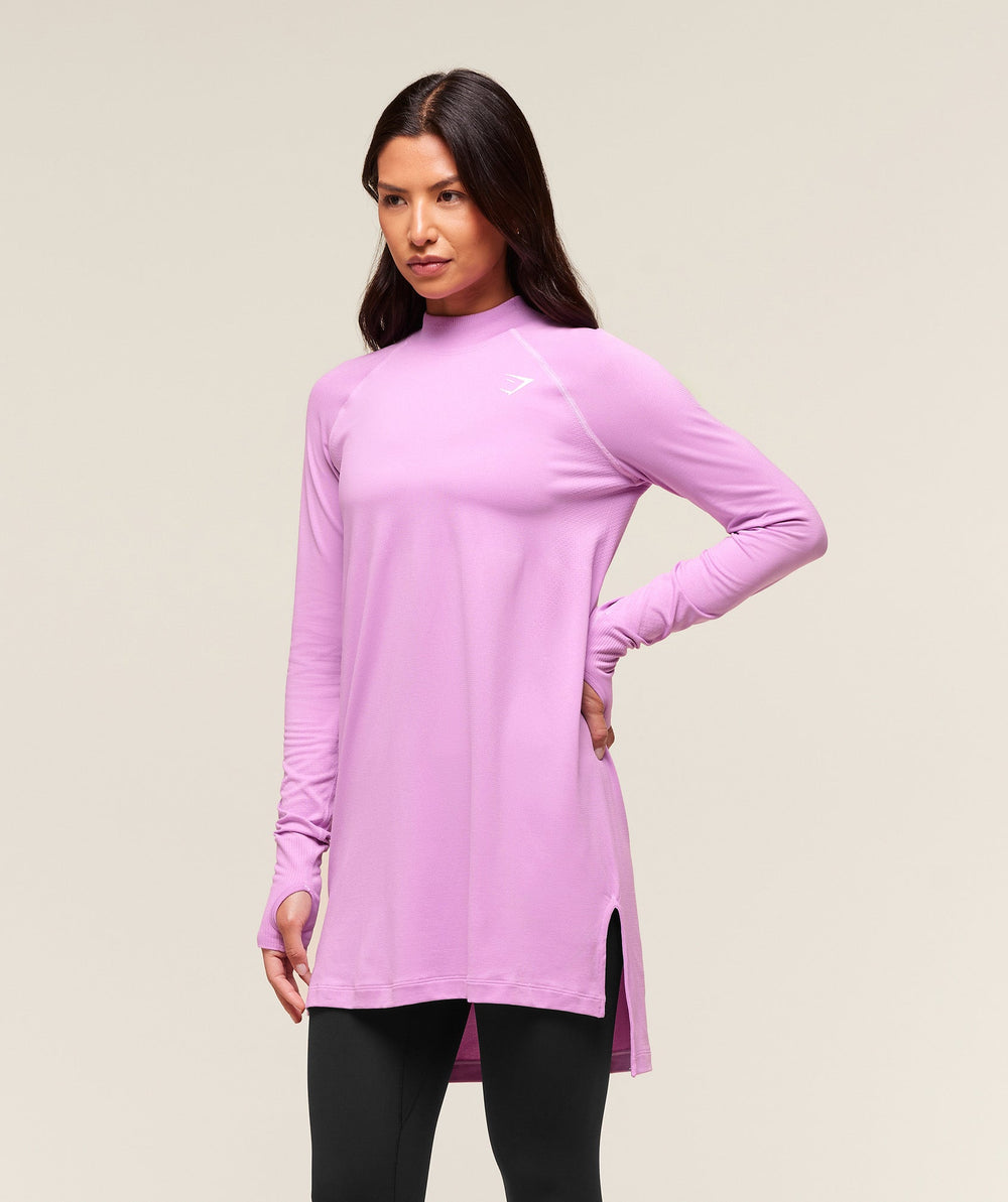 Vital Long Line Top Sour Pink Marl