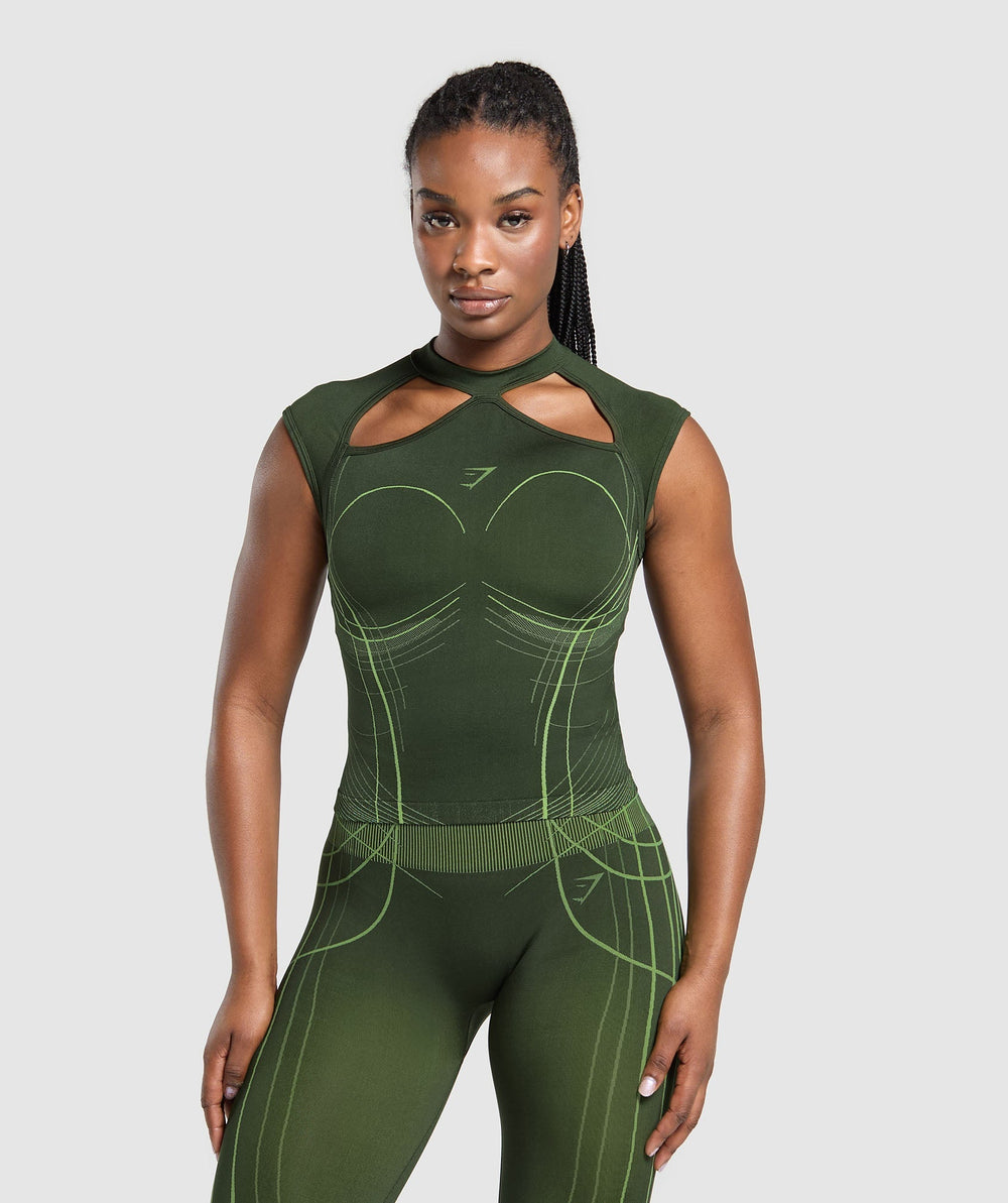 Apex Seamless Midi T-Shirt Trail Green/Energy Gelato Green
