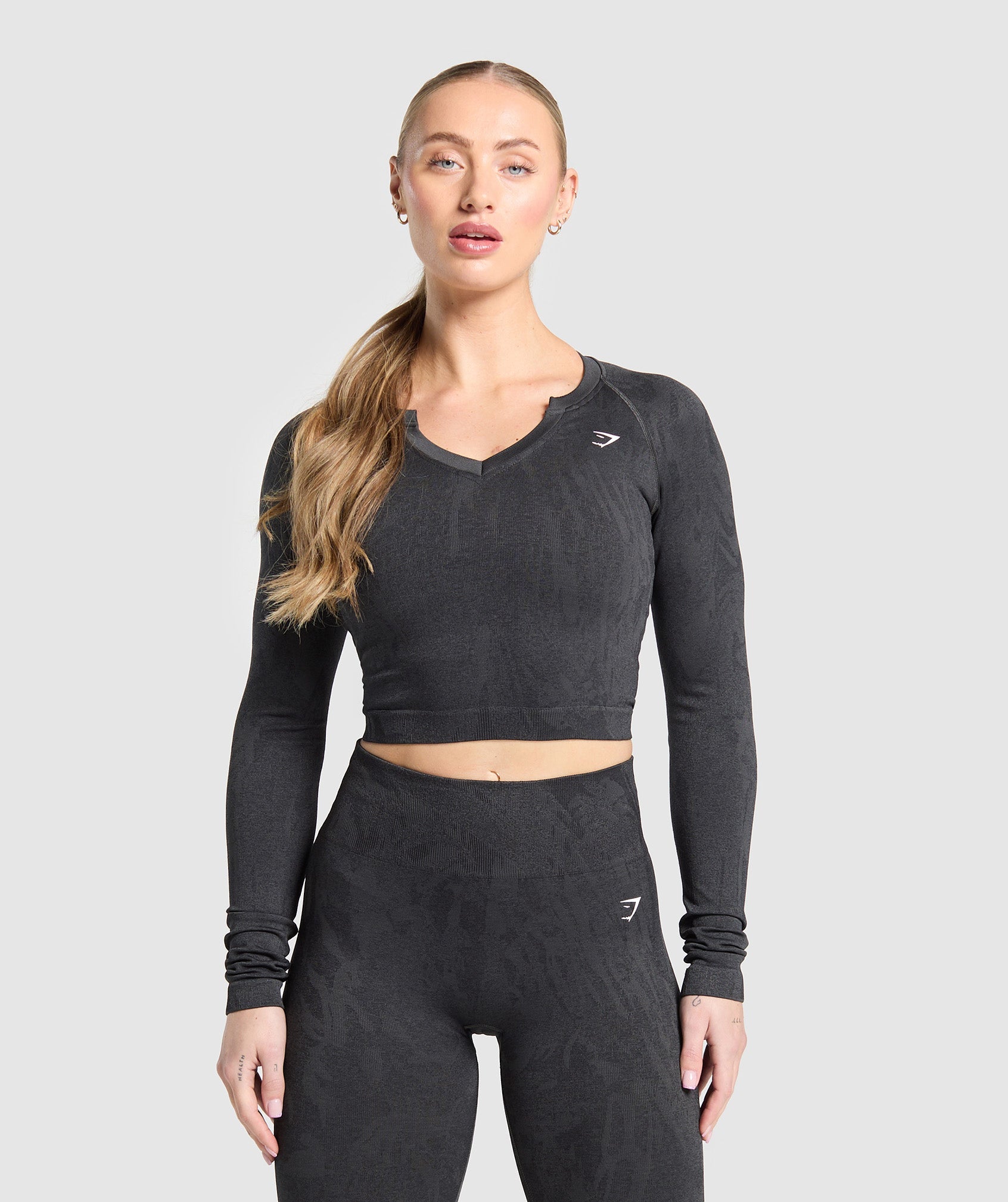 Adapt Camo Seamless Long Sleeve Top Asphalt Grey/Black