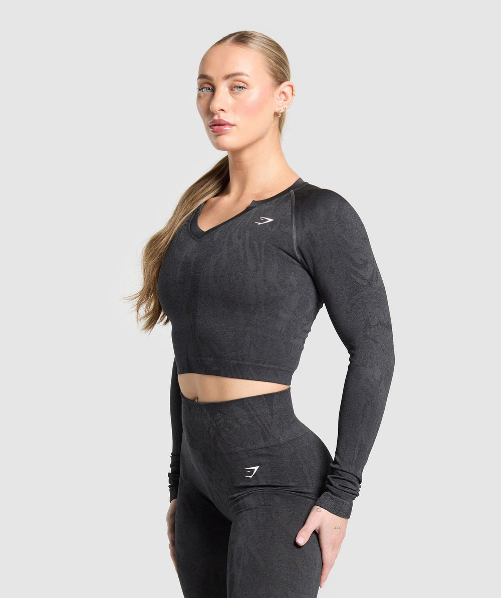 Adapt Camo Seamless Long Sleeve Top Asphalt Grey/Black