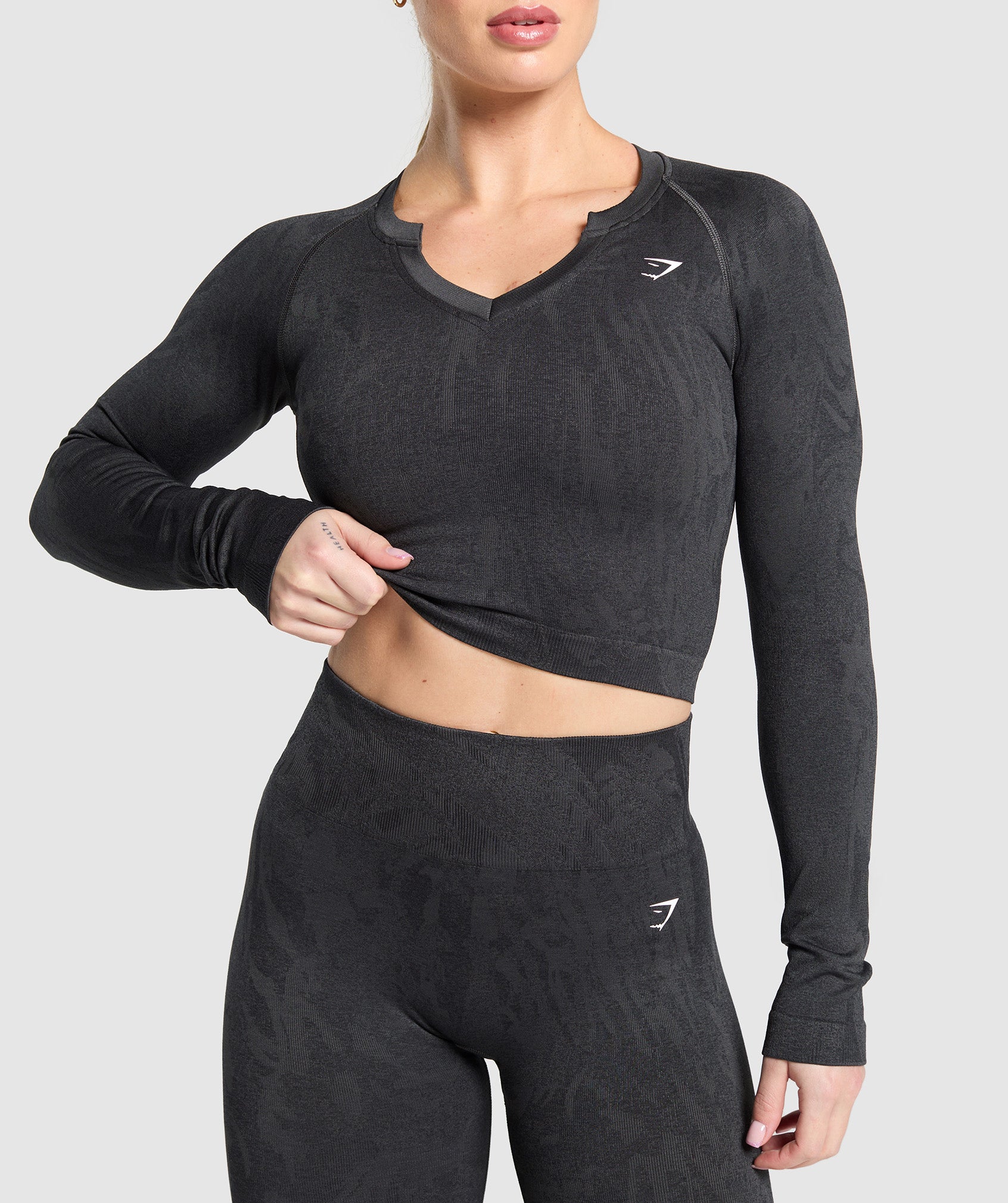 Adapt Camo Seamless Long Sleeve Top Asphalt Grey/Black