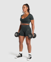 Gains Seamless Washed Crop Top Black