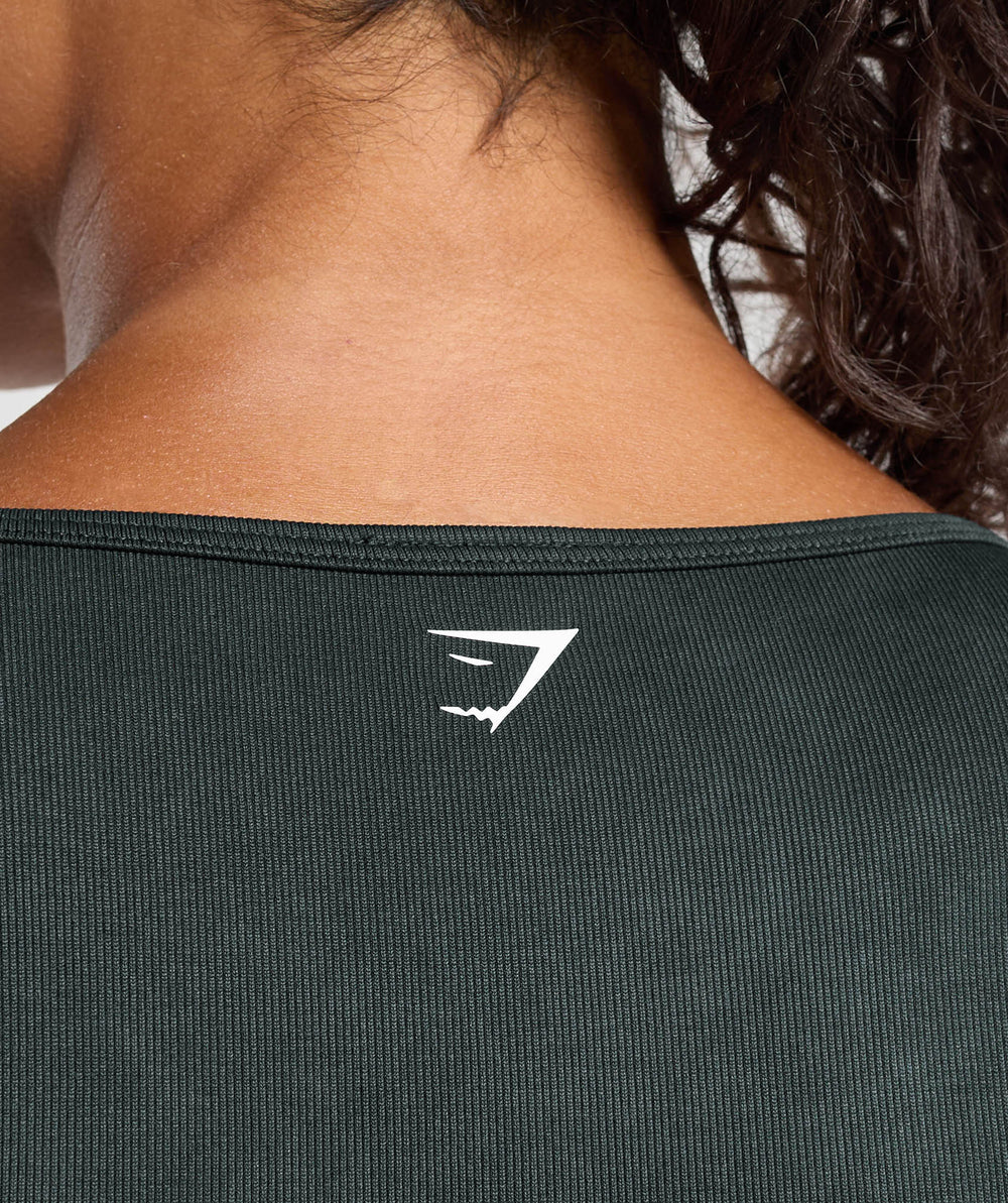 Gains Seamless Washed Crop Top Black