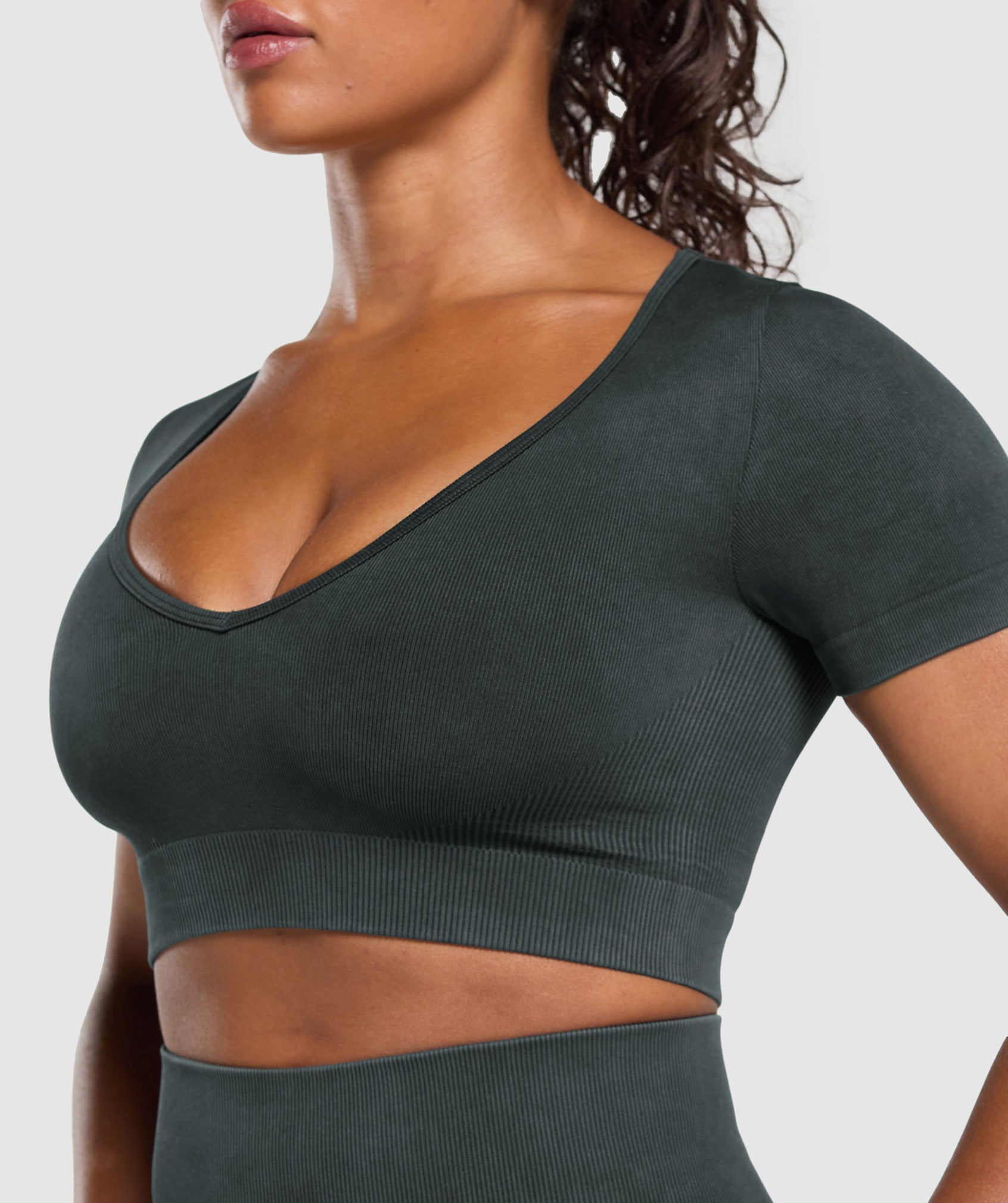 Gains Seamless Washed Crop Top Black