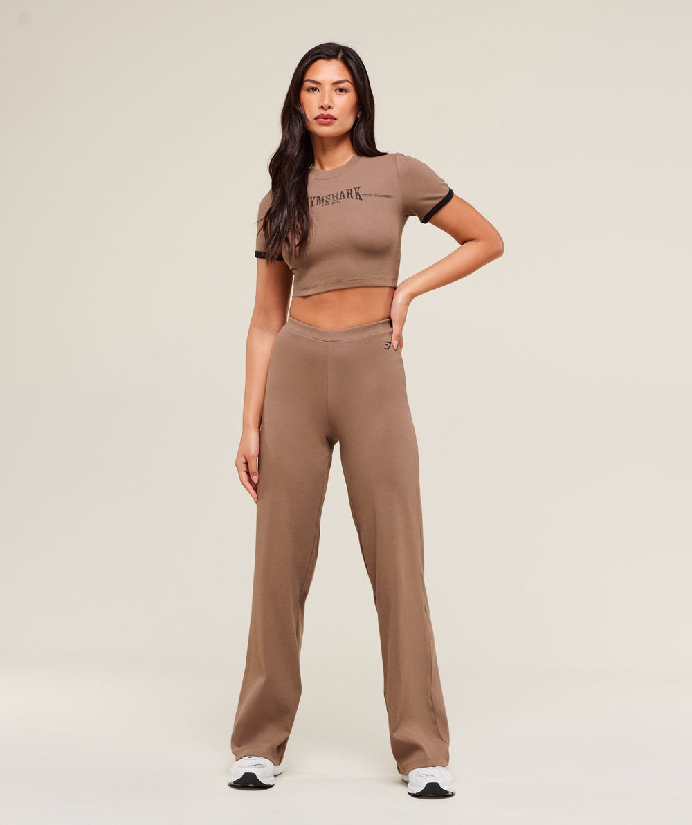 Ribbed Cotton Crop Top Mocha Mauve/Black