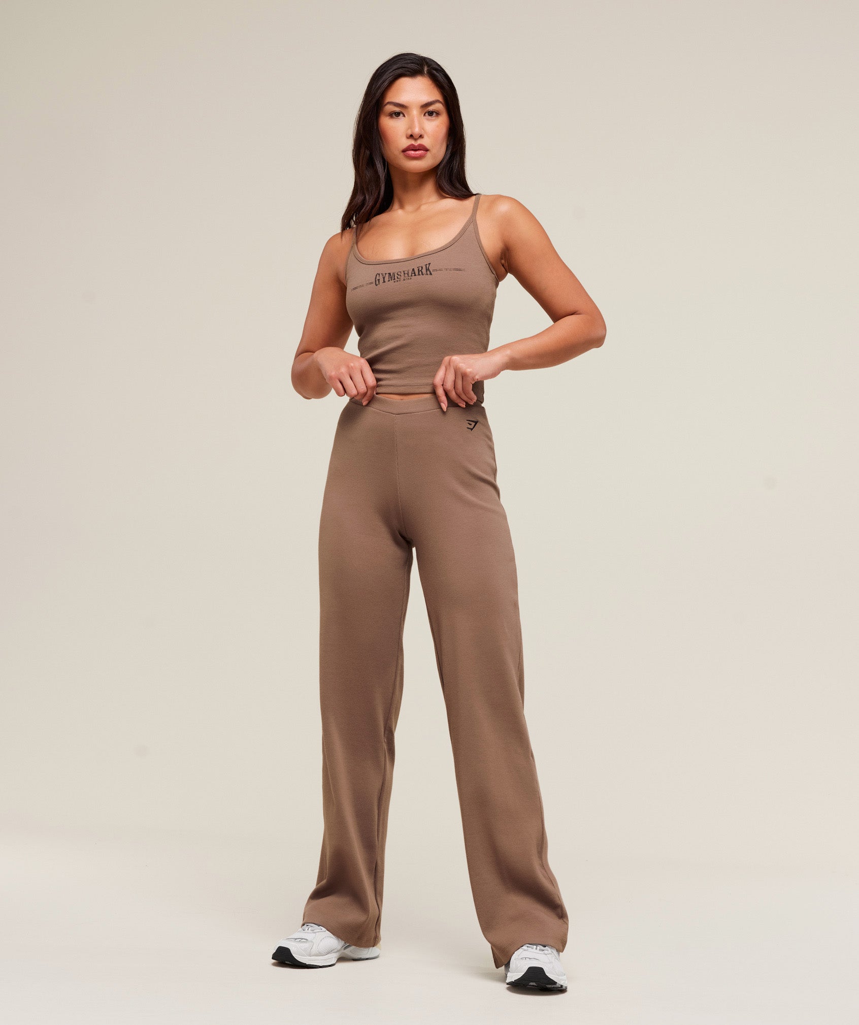 Ribbed Cotton Midi Shelf Tank Mocha Mauve/Black