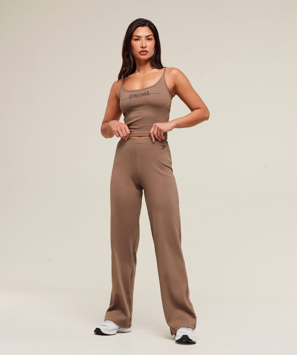 Ribbed Cotton Midi Shelf Tank Mocha Mauve/Black