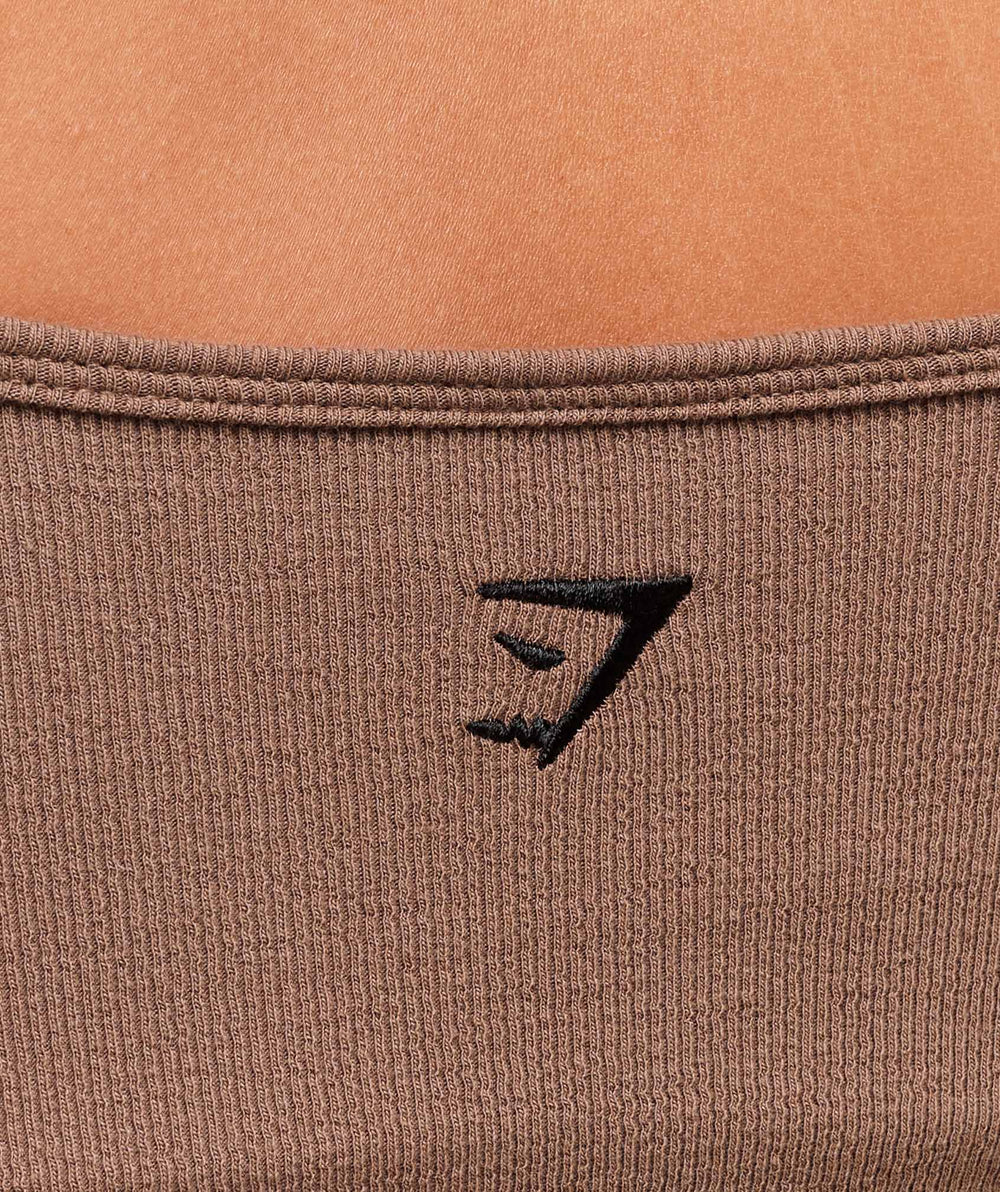 Ribbed Cotton Midi Shelf Tank Mocha Mauve/Black