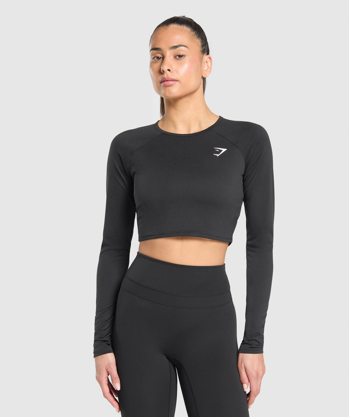 Training Long Sleeve Crop Top Black